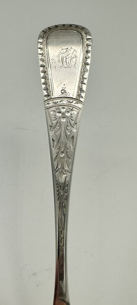 Two Serving or Oval Soup Spoons. Wm. Wilson & Son Sterling Silver. Engraved.