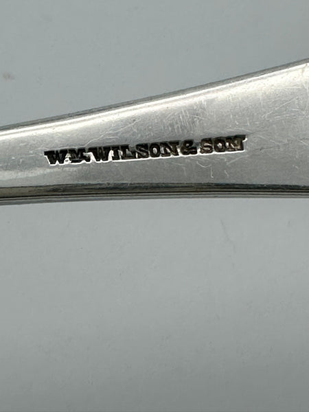 Two Serving or Oval Soup Spoons. Wm. Wilson & Son Sterling Silver. Engraved.