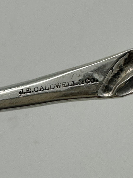 Pierced Berry Spoon. JE Caldwell Sterling Silver. Sunflower or Daisy 8 3/8"