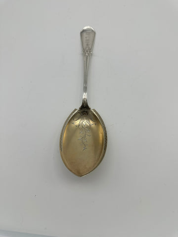 Berry Spoon. Gorham Old Mark Swiss Pattern. Gold Wash. 8 3/4"