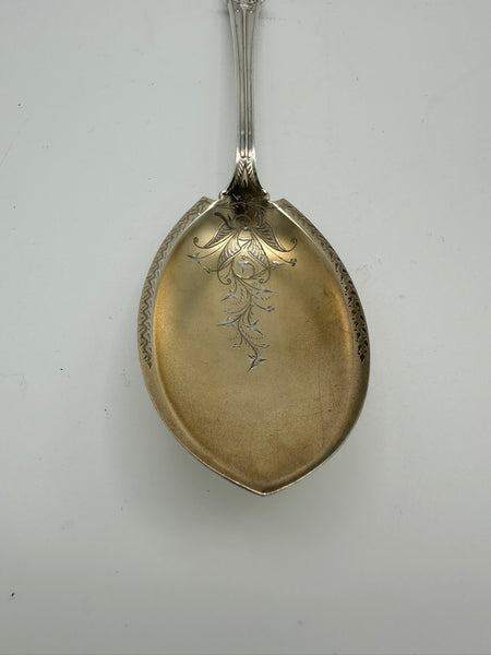 Berry Spoon. Gorham Old Mark Swiss Pattern. Gold Wash. 8 3/4"