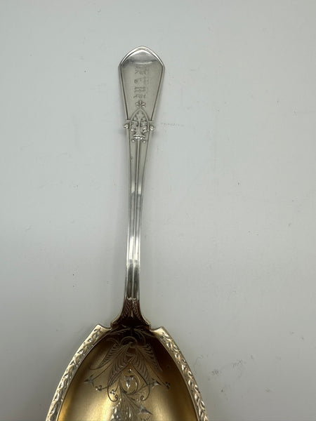 Berry Spoon. Gorham Old Mark Swiss Pattern. Gold Wash. 8 3/4"