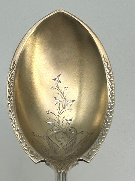 Berry Spoon. Gorham Old Mark Swiss Pattern. Gold Wash. 8 3/4"