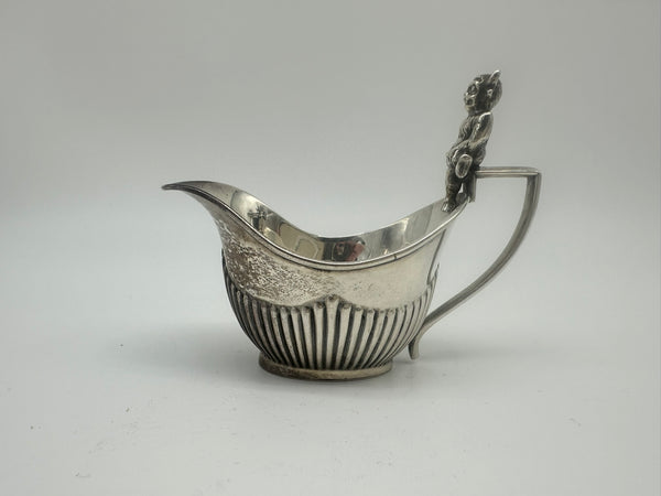 Small Cream Pitcher. English Sterling Silver Birmingham 1904. Figural. 3" H