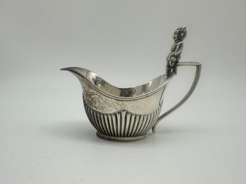 Small Cream Pitcher. English Sterling Silver Birmingham 1904. Figural. 3" H