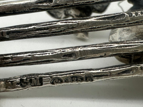 Cherub Seated on Bench Playing Mandolin with Bird. Scottish Sterling. Miniature