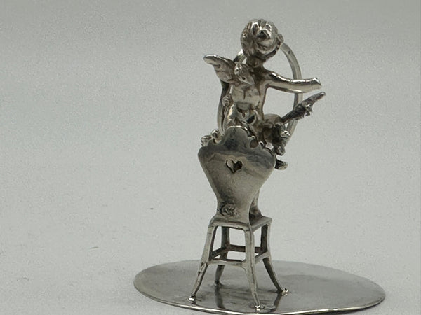 Sterling Silver Figure Cherub Performing Dog Trick. English Chester 1899 Foreign