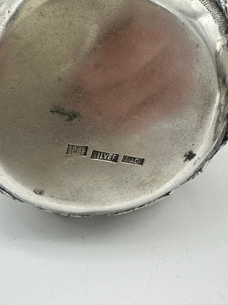Small Size Cream and Sugar. Chinese Export Silver Mum Motif.