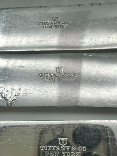12 Forks 6 Knives. Tiffany & Co. Sterling Silver Wave Edge. C Monogram.
