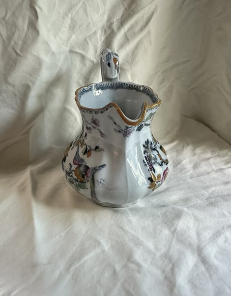 Water Pitcher. Masons Ironstone Colorful Birds and Flowers. Circa 1825. 7 1/4"