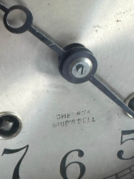 Chelsea Ship's Bell Ship Wheel Clock. Silvered Dial. 14" Height Total