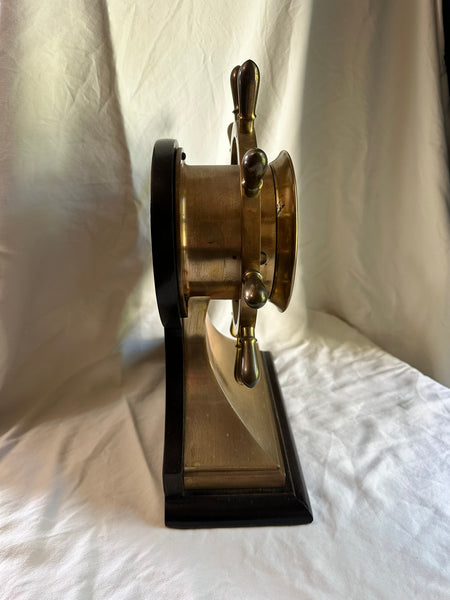 Chelsea Ship's Bell Ship Wheel Clock. Silvered Dial. 14" Height Total
