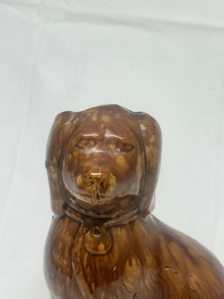 Bennington English Pottery Spaniel Dog Figure. Brown Mottled Glaze. 8" height