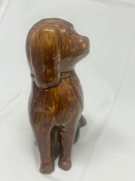 Bennington English Pottery Spaniel Dog Figure. Brown Mottled Glaze. 8" height
