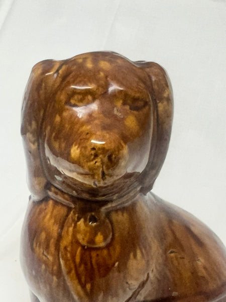 Bennington English Pottery Spaniel Dog Figure. Brown Mottled Glaze. 8" height