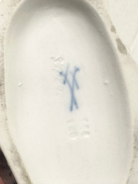 Pair Double Salts. Meissen Porcelain Blue and White. Girl and Boy Figures. 3024