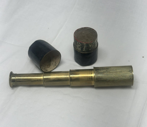 Antique Telescoping Brass Monocular Spy Glass.. Original Case.