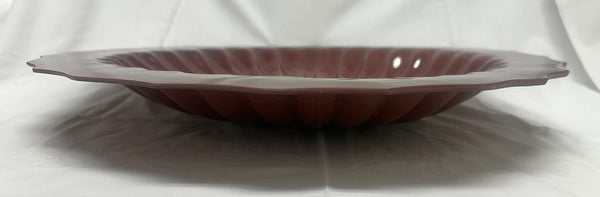 Large Chinese Peking Glass Ribbed Charger. Brownish Rust Red. 17 1/4" Diameter