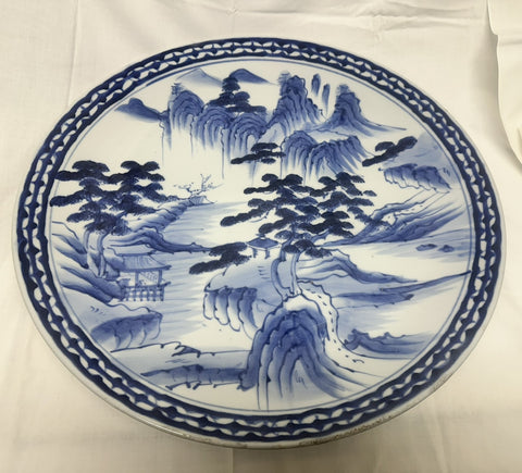 Large Charger. Japanese Blue and White Imari. Circa 1900. 18 3/4" Diameter
