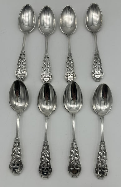 RARE 8 Souvenir Spoons. Gorham Sterling Silver. Saint Juliana Mines Mexico. 7"