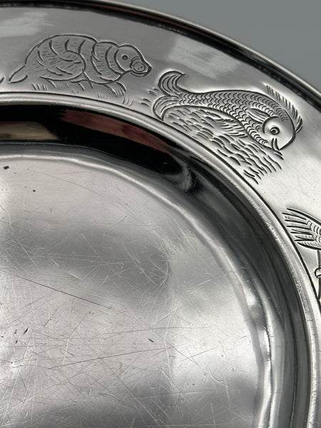 Child's Plate. Sanborns Sterling Silver. Mexico. 7" D. Animals. 176 grams