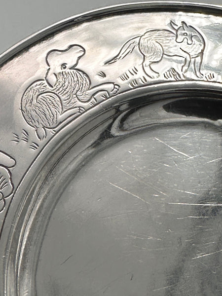 Child's Plate. Sanborns Sterling Silver. Mexico. 7" D. Animals. 176 grams