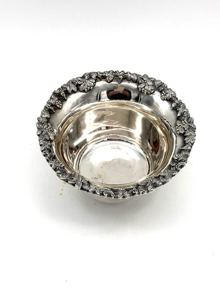 Bowl and Underplate. Mexican Sterling Silver. Sanborns. Grapes and Leaves.