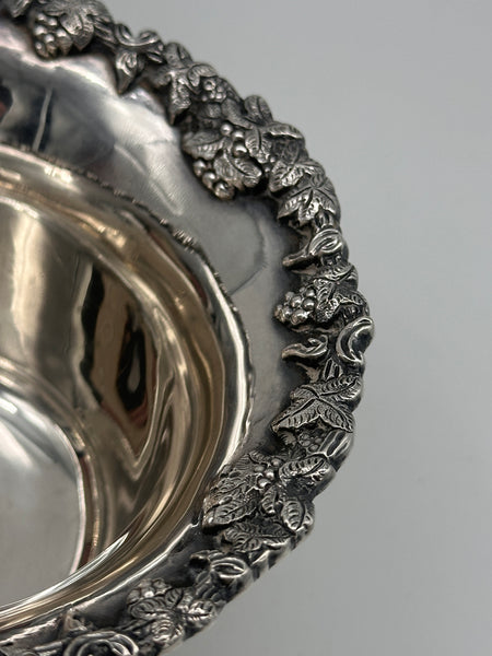 Bowl and Underplate. Mexican Sterling Silver. Sanborns. Grapes and Leaves.
