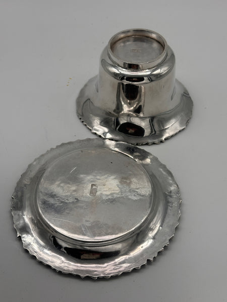 Bowl and Underplate. Mexican Sterling Silver. Sanborns. Grapes and Leaves.