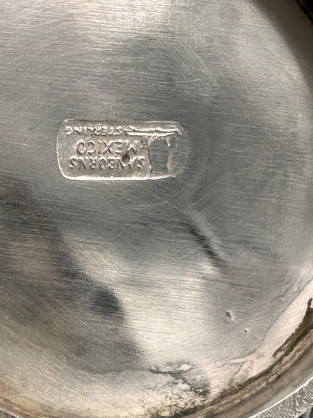 Bowl and Underplate. Mexican Sterling Silver. Sanborns. Grapes and Leaves.