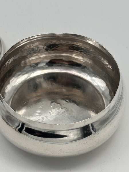 Circular Box. Sterling Silver. Ortega Mexico. Repousse Flowers. 4 1/2" 280 grams