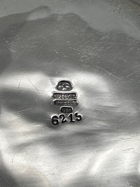 Circular Box. Sterling Silver. Ortega Mexico. Repousse Flowers. 4 1/2" 280 grams