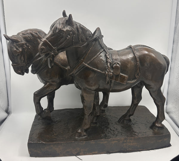 Bronze Sculpture Horses. Philipp Jakob Erlanger (1870-1934) German. 12" H