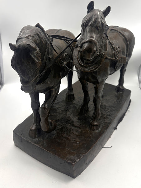 Bronze Sculpture Horses. Philipp Jakob Erlanger (1870-1934) German. 12" H