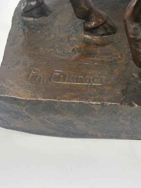 Bronze Sculpture Horses. Philipp Jakob Erlanger (1870-1934) German. 12" H