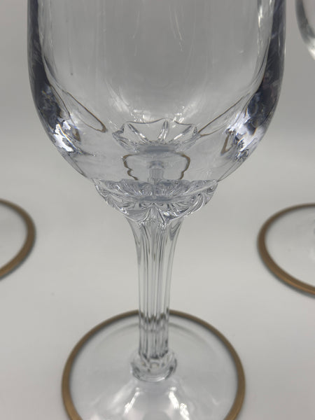 Set of Six Massive Crystal Goblets with Gilded Floral Wreaths and Bows. 12 1/2"
