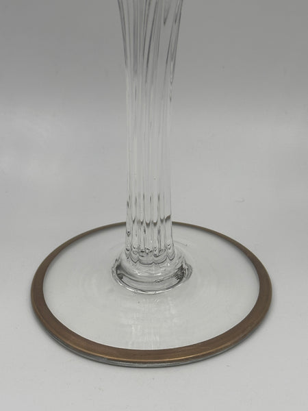 Set of Six Massive Crystal Goblets with Gilded Floral Wreaths and Bows. 9 1/2"