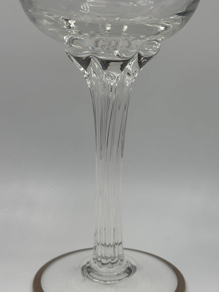 Set of Six Massive Crystal Goblets with Gilded Floral Wreaths and Bows. 9 1/2"