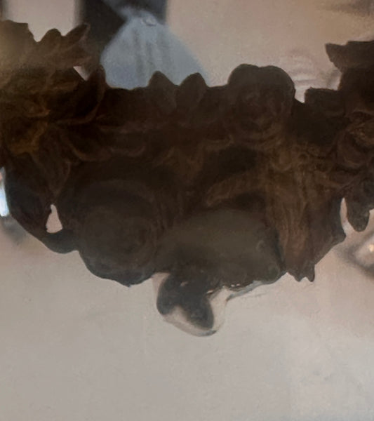 Set of Six Massive Crystal Goblets with Gilded Floral Wreaths and Bows. 9 1/2"