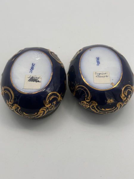 Pair Porcelain Box. Napoleon and Marie Louise Bonaparte Portraits. 4"