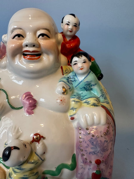 Happy Buddha. Chinese Porcelain. Republic Period. 9" Height