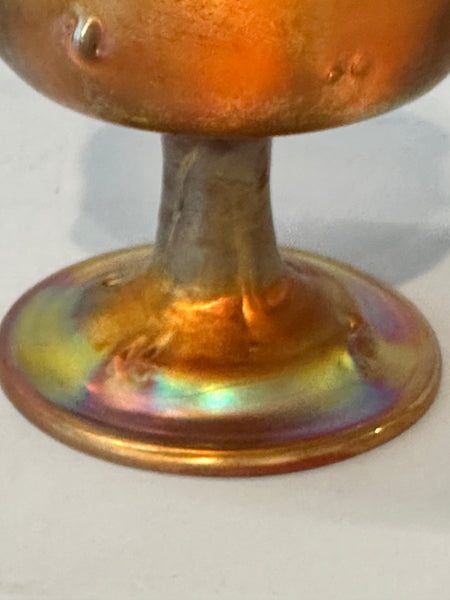 Goblet Footed Cup. Tiffany Favrile Gold Aurene Art Glass. Knobby Bowl. 3 1/4"