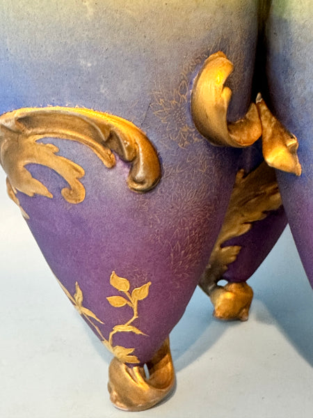 Unusual Cluster Vase. Three Joined Vases. Austrian. Art Nouveau. 10 1/4" H