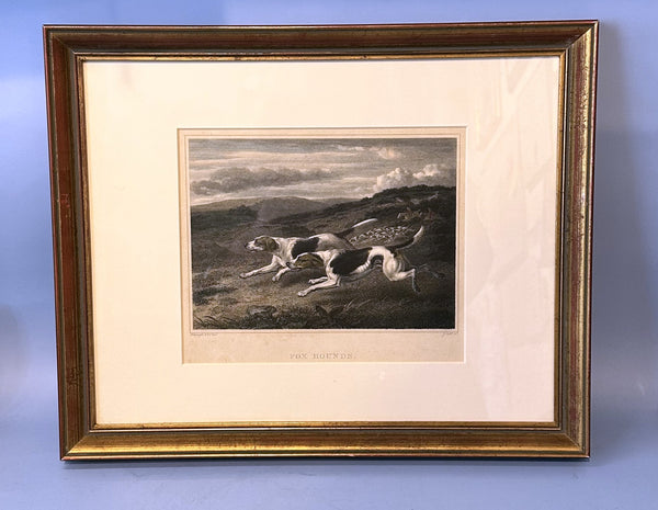 Engraving in Colors Philip Reinagle (1749-1833) British Fox Hounds 5.75" x 7.75"