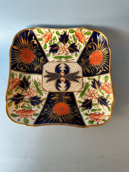 English Coalport Crab Claw Imari. Square Serving Dish. Early 19th Century. 8"