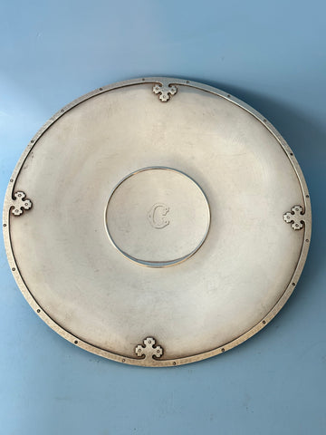 Circular Footed Tray. Sterling Silver. Wallace Carmel Pattern. 9 7/8" D