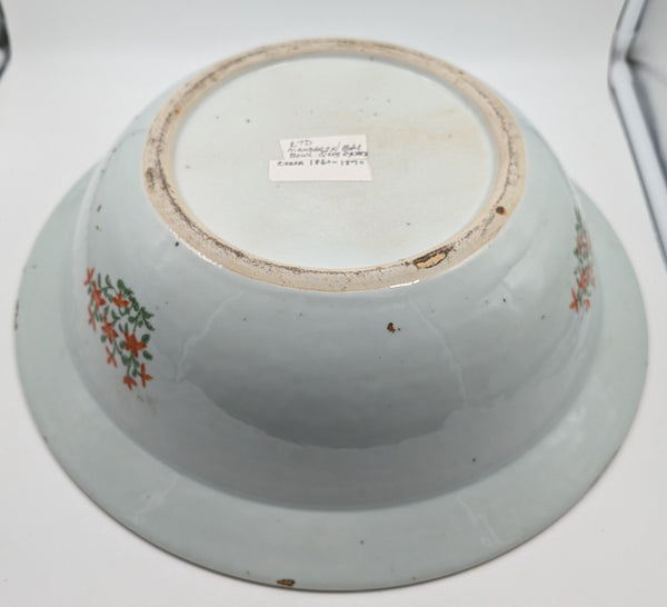 Chinese Porcelain Bowl. Famille Verte Qing Dynasty. Mid 19th Century. 16"