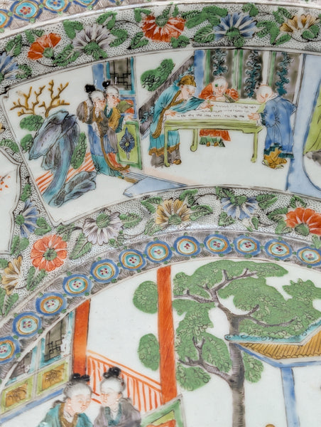 Chinese Porcelain Bowl. Famille Verte Qing Dynasty. Mid 19th Century. 16"