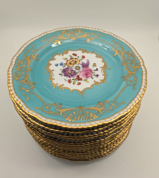 13 English Porcelain Chelsea-Derby Plates. 18th century. 8 1/4" Diameter