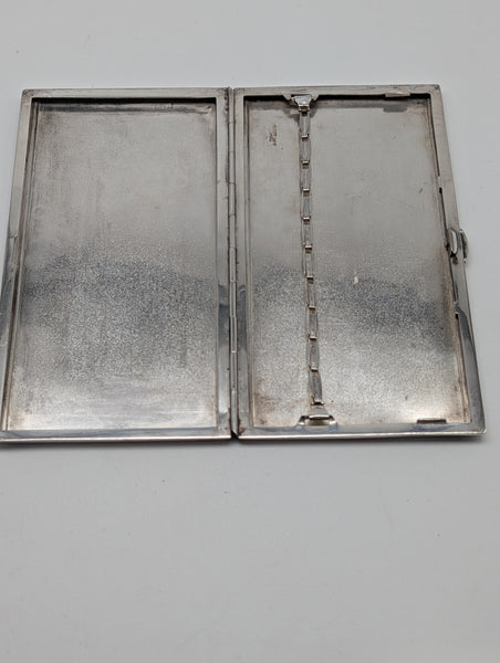 Cigarette Case. Japanese .960 Silver. K. Uyeda. Mandarin Ducks Cherry Blossoms